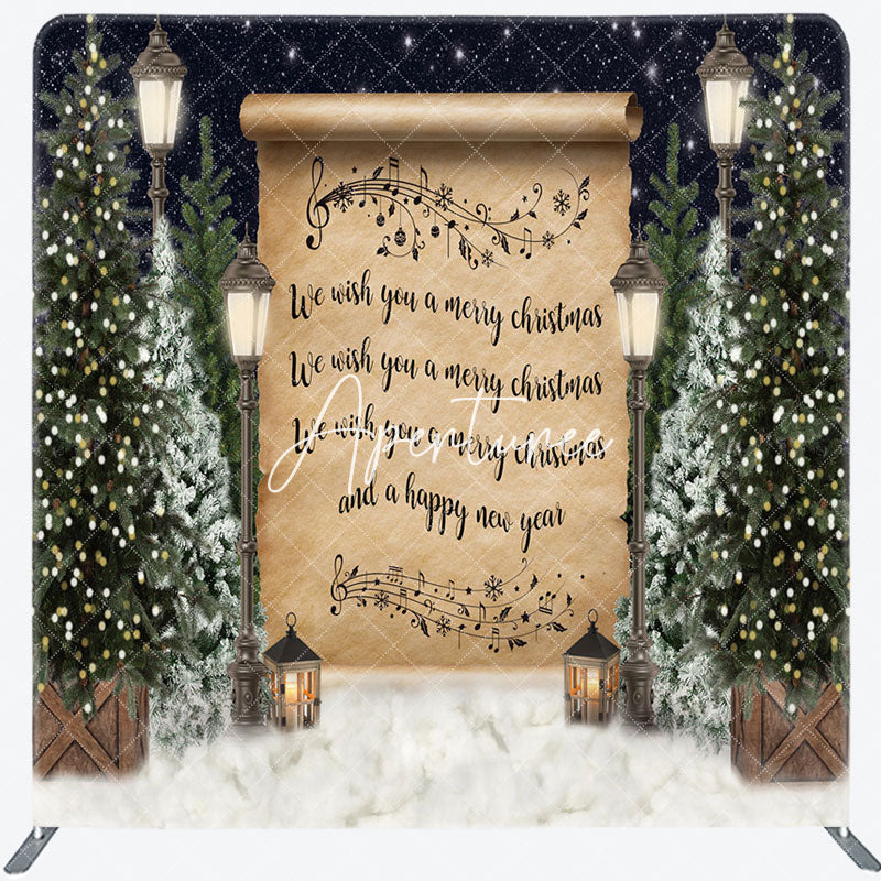 Aperturee - Aperturee Tree Snow Night Merry Christmas Pillow Case Backdrop