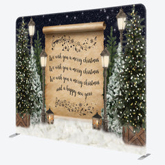 Aperturee - Aperturee Tree Snow Night Merry Christmas Pillow Case Backdrop