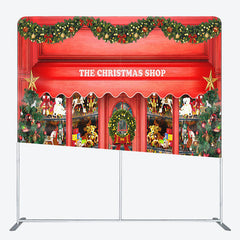 Aperturee - Aperturee Trees And Red Christmas Shop Party Backdrop Cover