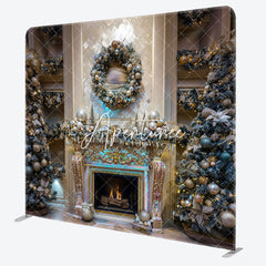 Aperturee - Aperturee Trees Fireplace Bell Retro Wall Tension Fabric Backdrop