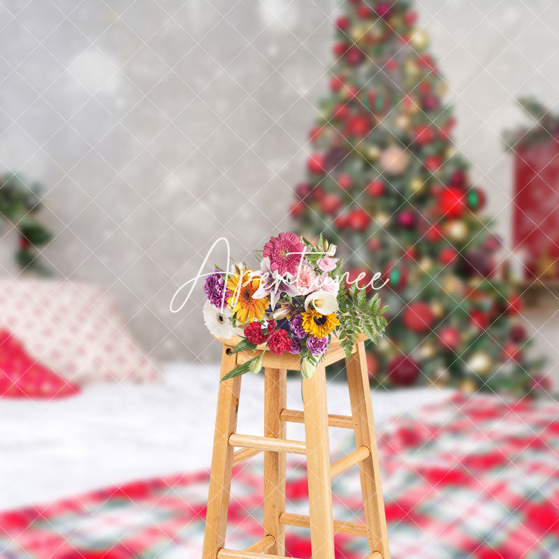 Aperturee - Aperturee Trees Snowy Christmas Vibe Bedroom Scene Backdrop