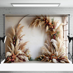 Aperturee - Aperturee Tribal Floral Arch Boho Pampas Grass Photo Backdrop