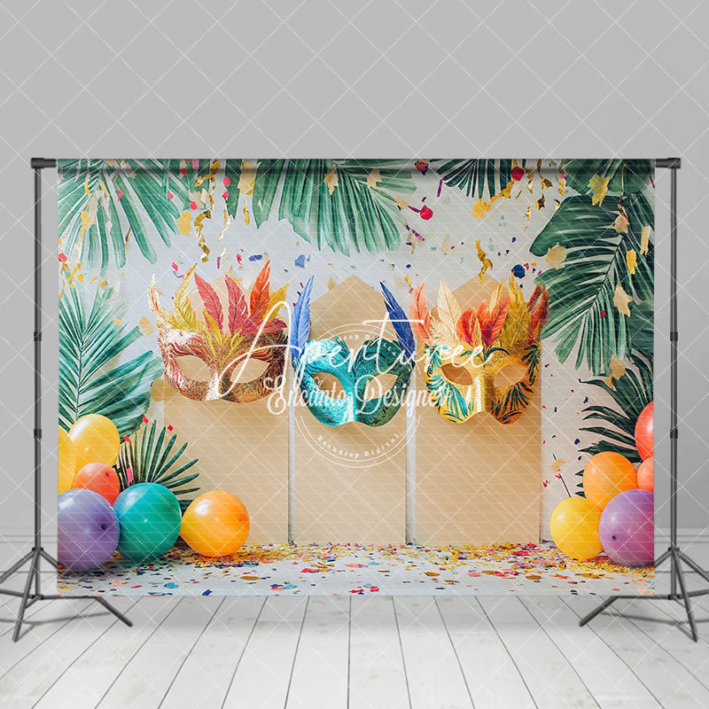 Aperturee - Aperturee Tribal Monstera Balloons Ribbons Cake Smash Backdrop