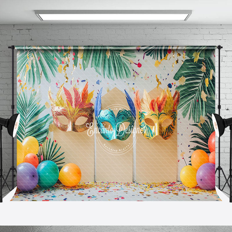 Aperturee - Aperturee Tribal Monstera Balloons Ribbons Cake Smash Backdrop