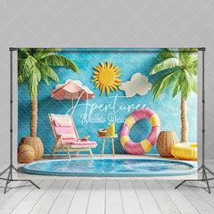 Aperturee - Aperturee Tropical Indoor Pool Scene Lounge Chair Backdrop