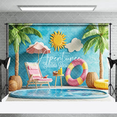 Aperturee - Aperturee Tropical Indoor Pool Scene Lounge Chair Backdrop