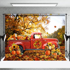 Aperturee - Aperturee Truck Forest Wheat Field Autumn Room Set Backdrop