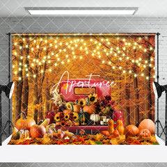 Aperturee - Aperturee Truck Pumpkins Maple Forest Autumn Room Set Backdrop