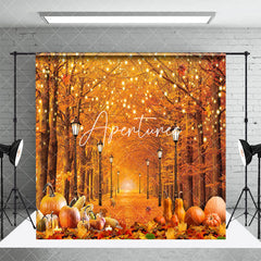 Aperturee - Aperturee Truck Pumpkins Maple Forest Autumn Room Set Backdrop