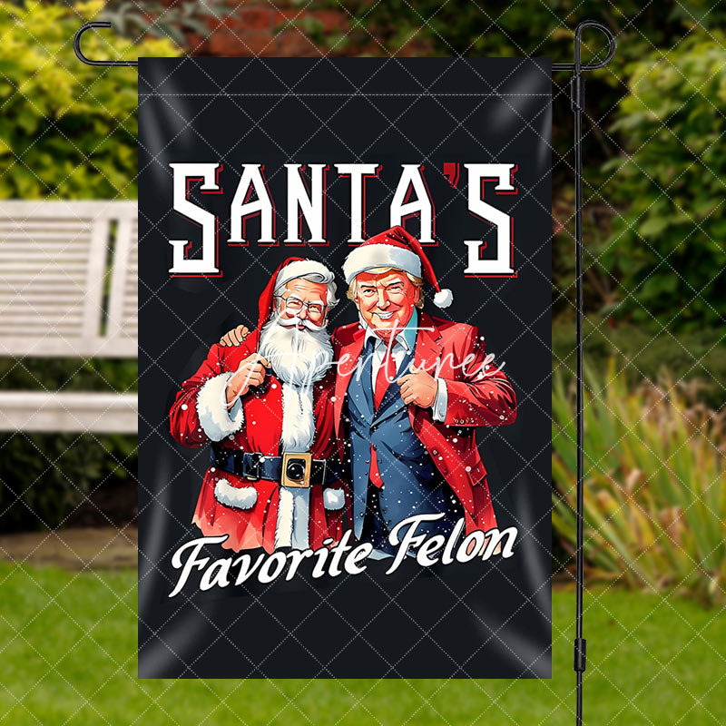 Aperturee - Aperturee Trump Santas Favorite Felon Christmas Garden Flag