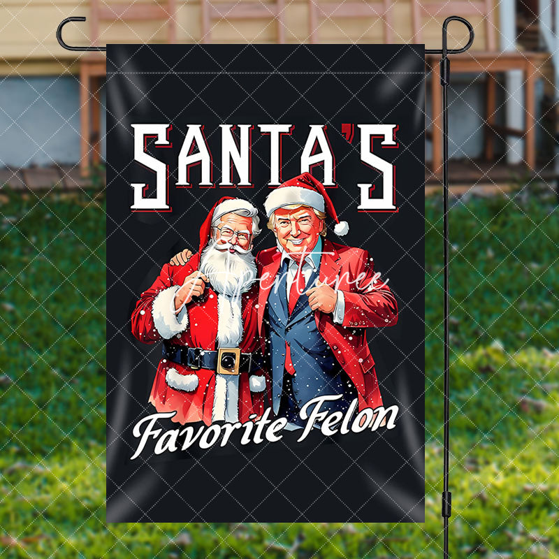 Aperturee - Aperturee Trump Santas Favorite Felon Christmas Garden Flag