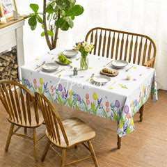 Aperturee - Aperturee Tulip Lavender Watercolor Spring Rectangle Tablecloth