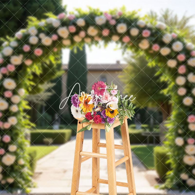 Aperturee - Aperturee Tuscany Floral Arch Romantic Manor Wedding Backdrop