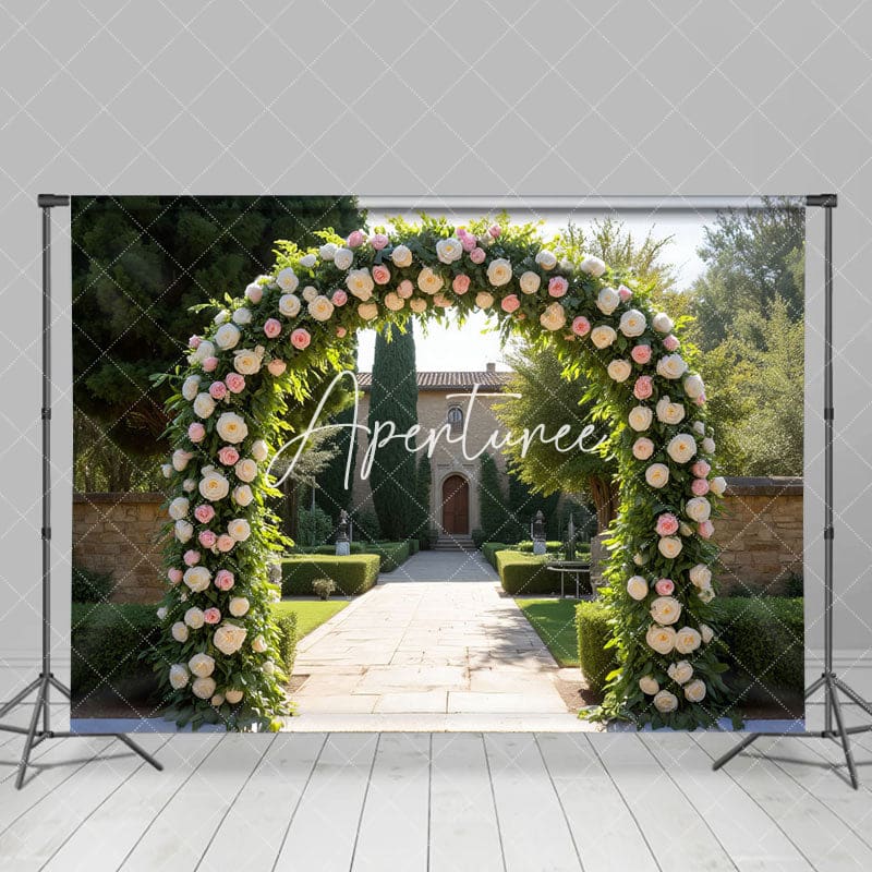 Aperturee - Aperturee Tuscany Floral Arch Romantic Manor Wedding Backdrop