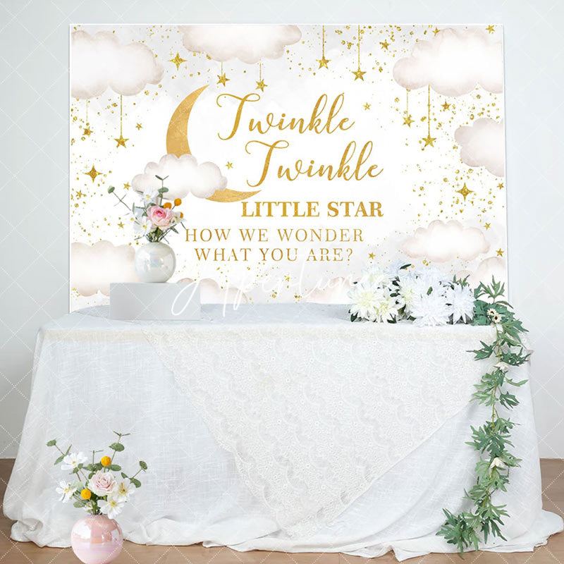 Aperturee - Aperturee Twinkle Little Star Cloud Moon Baby Shower Backdrop