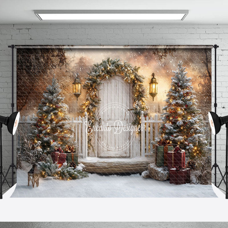 Aperturee - Aperturee Twinkling Lights Winter Christmas Scene Backdrop