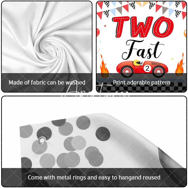 Aperturee - Aperturee Two Fast Racing Car 2Nd Birthday Garage Door Banner