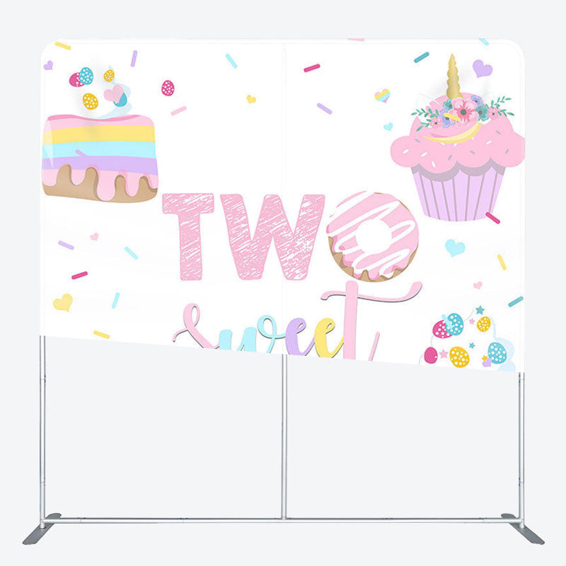 Aperturee - Aperturee Two Sweet Desserts Fabric Backdrop Cover for Birthday