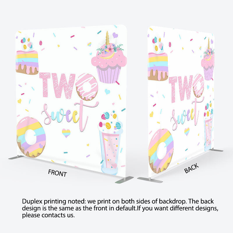 Aperturee - Aperturee Two Sweet Desserts Fabric Backdrop Cover for Birthday