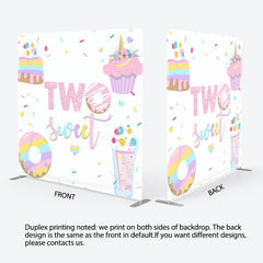 Aperturee - Aperturee Two Sweet Desserts Fabric Backdrop Cover for Birthday