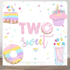 Aperturee - Aperturee Two Sweet Desserts Fabric Backdrop Cover for Birthday