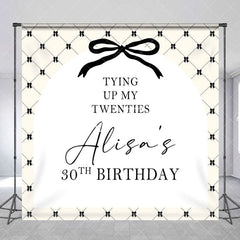 Aperturee - Aperturee Tying Up Black Bow Custom Name 30th Birthday Backdrop