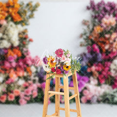 Aperturee - Aperturee U Shape Colorful Floral Wedding Photography Backdrop