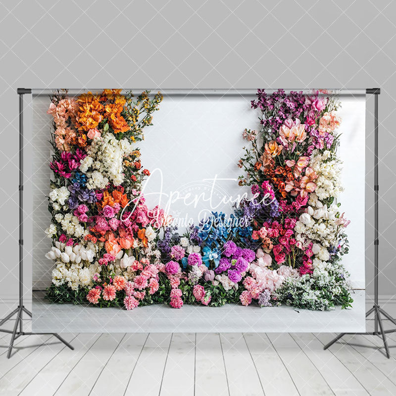 Aperturee - Aperturee U Shape Colorful Floral Wedding Photography Backdrop