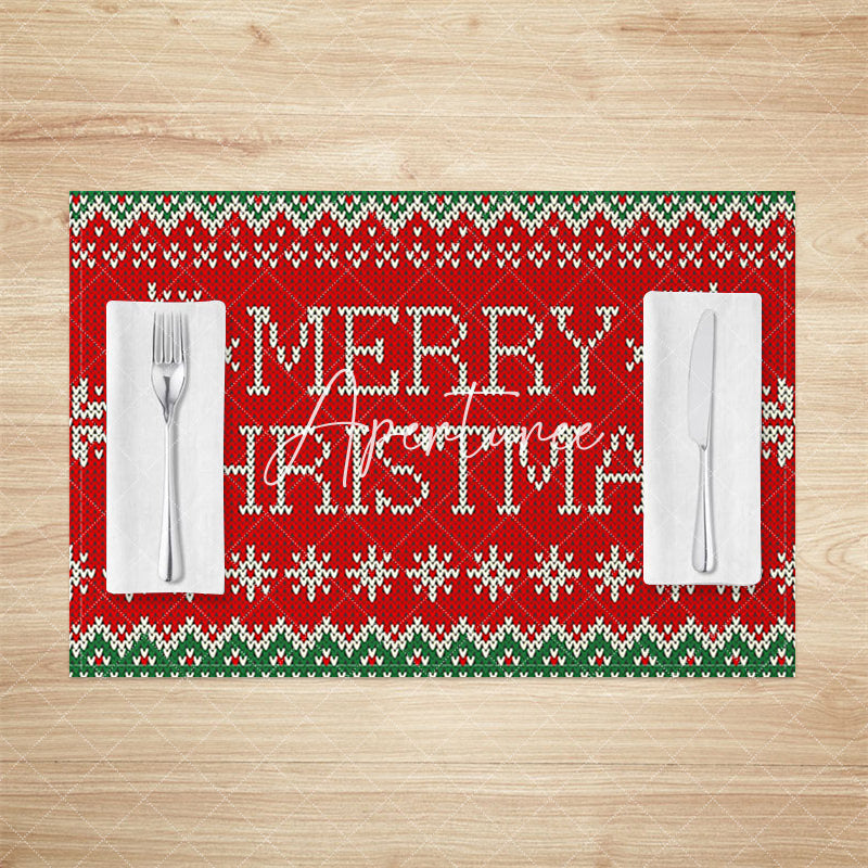 Aperturee - Aperturee Ugly Sweater Pattern Christmas Set Of 4 Placemats