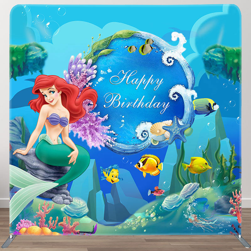 Aperturee - Aperturee Under The Sea Mermaid Fabric Backdrop Cover for Birthday