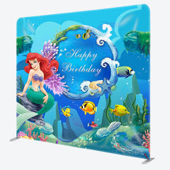 Aperturee - Aperturee Under The Sea Mermaid Fabric Backdrop Cover for Birthday