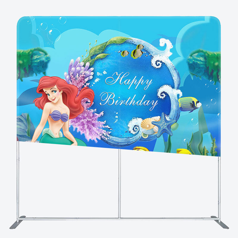 Aperturee - Aperturee Under The Sea Mermaid Fabric Backdrop Cover for Birthday