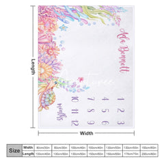 Aperturee - Aperturee Undersea Animals Monthly Table Custom Name Blanket