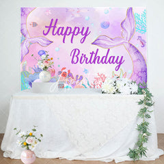 Aperturee - Aperturee Undersea Colorful Mermaid Happy Birthday Backdrop