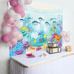 Aperturee - Aperturee Underwater Coral Starfish Cartoon Party Backdrop