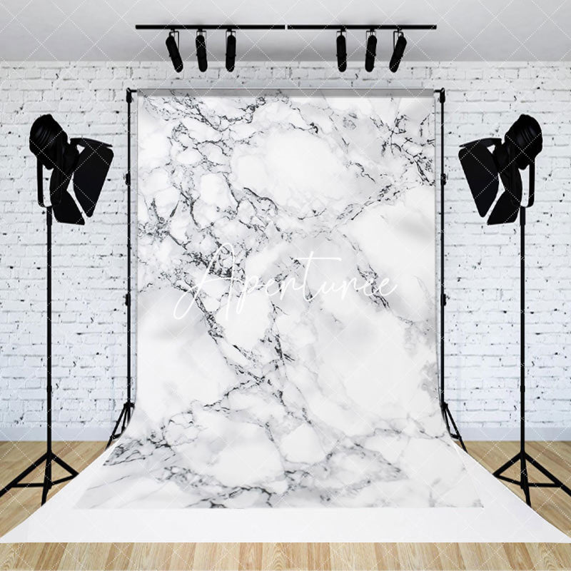 Aperturee - Aperturee Uneven White Black Marble Texture Photo Backdrop