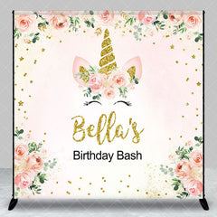 Aperturee - Aperturee Unicorn Floral Custom Name Birthday Bash Backdrop