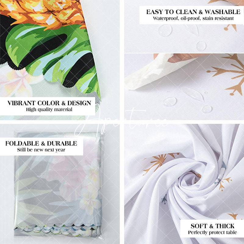 Aperturee - Aperturee Unicorn Flowers Spring Rectangular Tablecloth