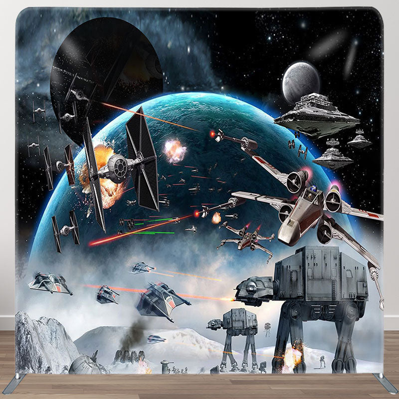 Aperturee - Aperturee Universe Alien Wars Fabric Backdrop Cover for Birthday