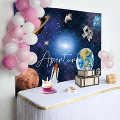 Aperturee - Aperturee Universe Galaxy Astronaut Birthday Party Backdrop