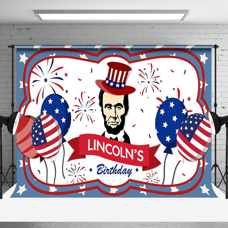 Aperturee - Aperturee Usa Flag Balloons Happy Lincolns Birthday Backdrop