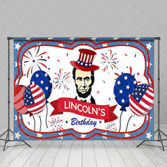 Aperturee - Aperturee Usa Flag Balloons Happy Lincolns Birthday Backdrop