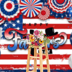 Aperturee - Aperturee Usa Flag Balloons Ribbons Happy Fathers Day Backdrop