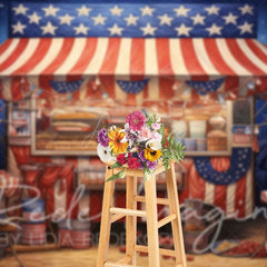 Aperturee - Aperturee Usa Flag Food Truck Independence Day Photo Backdrop