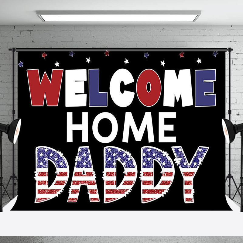 Aperturee - Aperturee Usa Flag Glitter Black Welcome Home Daddy Backdrop