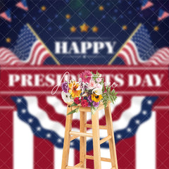 Aperturee - Aperturee Usa Flag Gold Stars Happy Presidents Day Backdrop