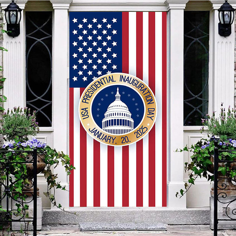 Aperturee - Aperturee Usa Flag Presidential Inauguration Day Door Cover