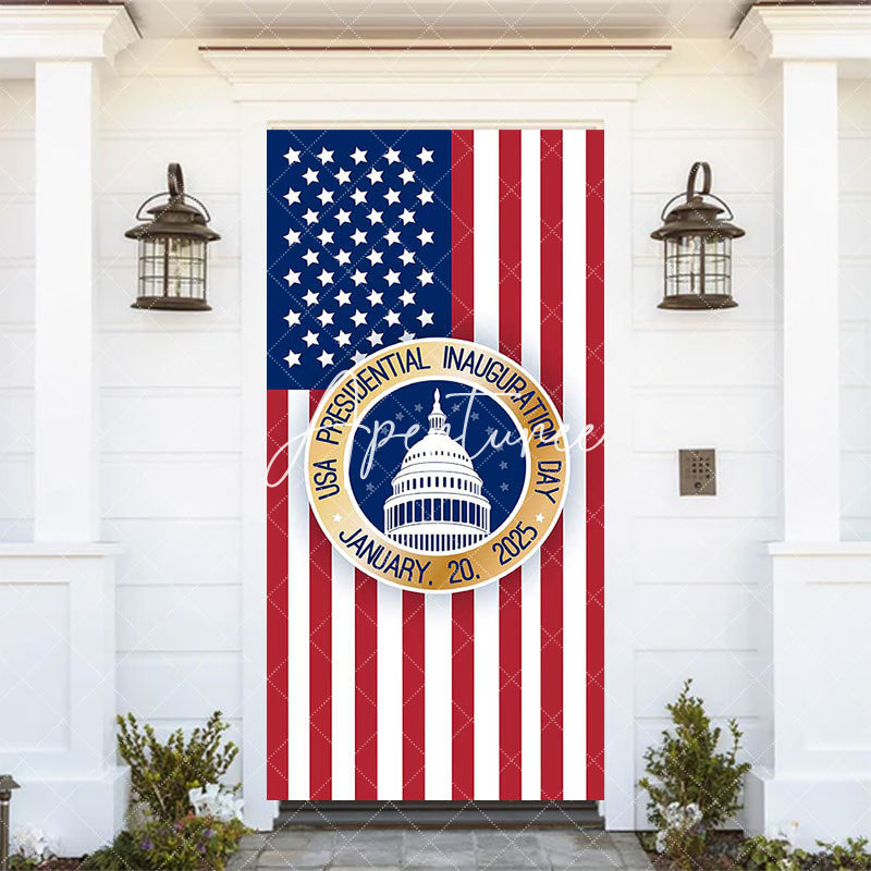 Aperturee - Aperturee Usa Flag Presidential Inauguration Day Door Cover