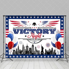 Aperturee - Aperturee Usa Flag Stars Balloons Victory Night Party Backdrop