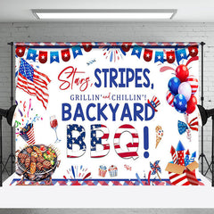 Aperturee - Aperturee Usa Flag Stars Stripes Backyard Bbq Party Backdrop